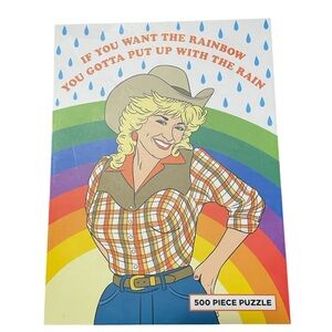 Dolly Parton 500-Piece Puzzle with Rainbow Design & Quote